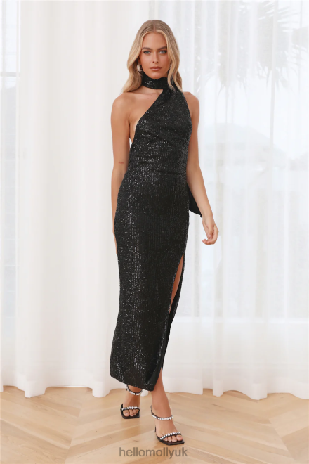 Clothing Hello Molly All Eyes On Her Sequin Midi Dress Black 866R45458