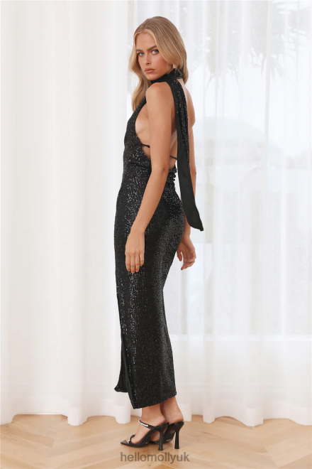 Clothing Hello Molly All Eyes On Her Sequin Midi Dress Black 866R45458