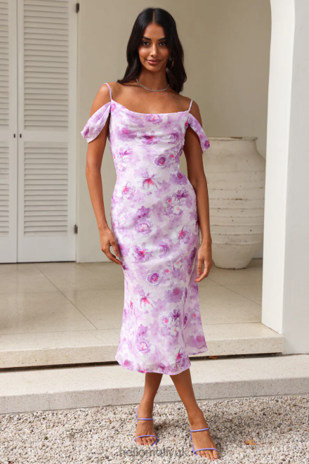 Clothing Hello Molly Bright Beginnings Midi Dress Purple 866R45116
