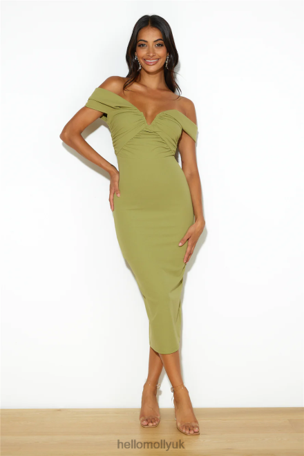 Clothing Hello Molly Bring The Style Midi Dress Olive 866R43948