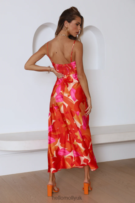 Clothing Hello Molly Having Fun Satin Midi Dress Red 866R44226