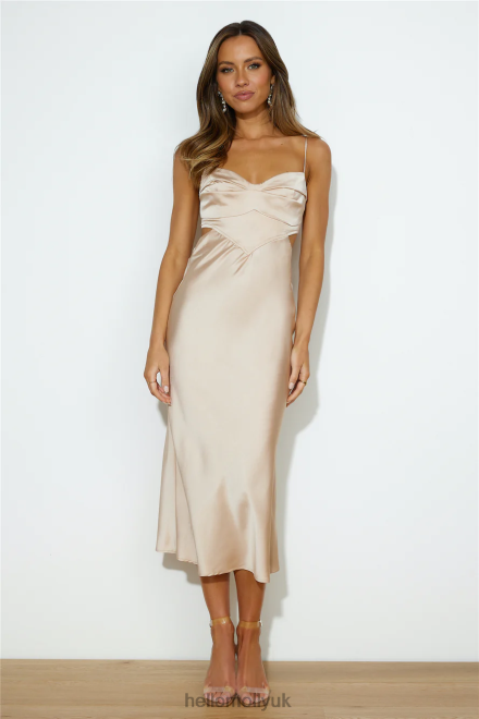 Clothing Hello Molly Hi Gorg Midi Dress Champagne 866R43802