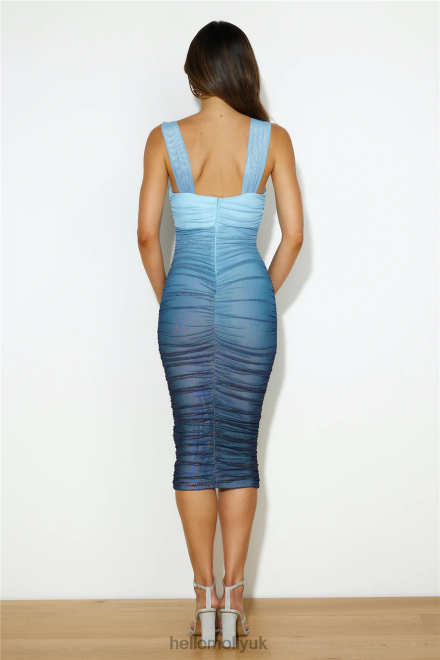 Clothing Hello Molly Highlights Mesh Midi Dress Blue 866R44340