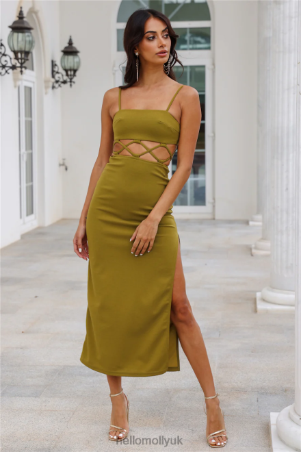 Clothing Hello Molly Highway Slide Midi Dress Green 866R45376