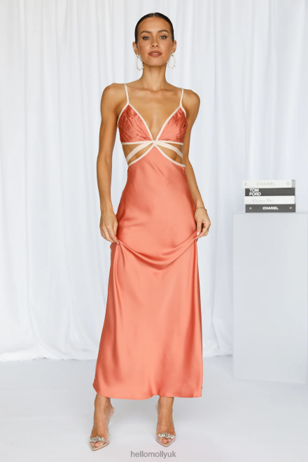 Clothing Hello Molly Imaginary Nights Midi Dress Coral 866R43608