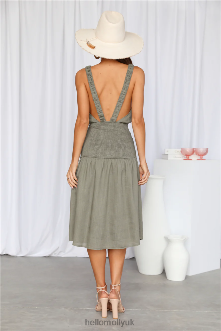 Clothing Hello Molly Into My Eyes Midi Dress Olive 866R44104