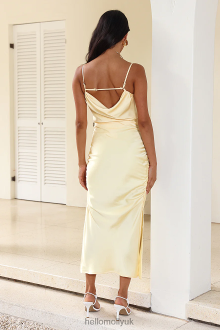 Clothing Hello Molly Keep Shining Satin Midi Dress Yellow 866R44042
