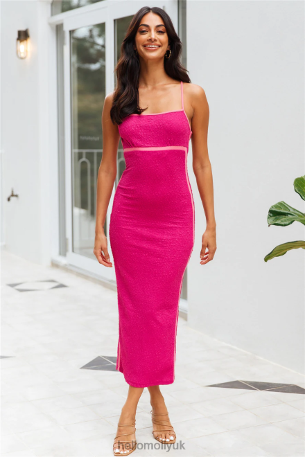 Clothing Hello Molly Keeping Secrets Midi Dress Fuchsia 866R45260