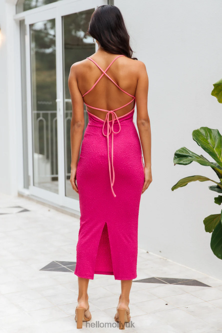 Clothing Hello Molly Keeping Secrets Midi Dress Fuchsia 866R45260