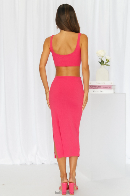 Clothing Hello Molly Khloe Midi Dress Hot Pink 866R43806