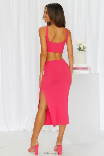 Clothing Hello Molly Khloe Midi Dress Hot Pink 866R43806