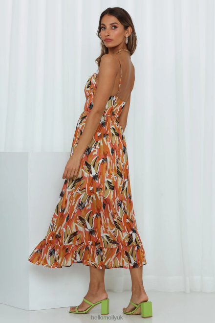 Clothing Hello Molly Lay It Out Midi Dress Orange 866R43710