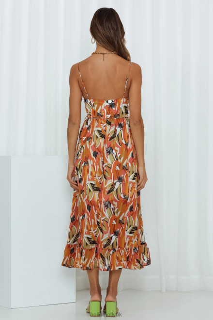 Clothing Hello Molly Lay It Out Midi Dress Orange 866R43710