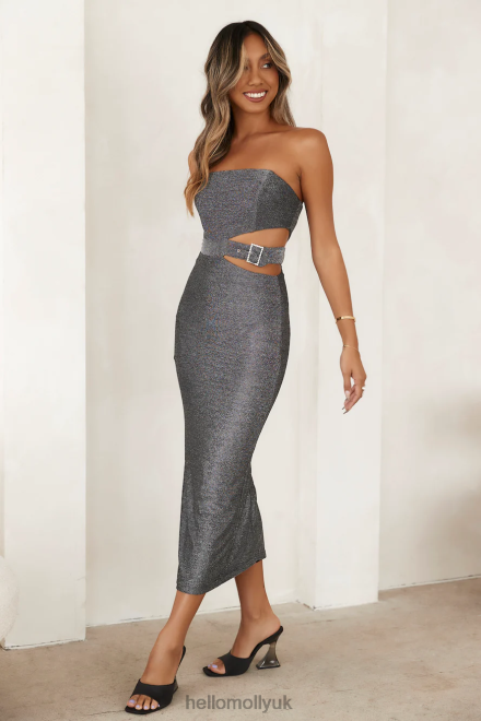 Clothing Hello Molly Love Your Attention Midi Dress Silver 866R44272