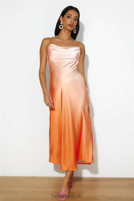 Clothing Hello Molly Luxe Ombre Midi Dress Orange 866R44718
