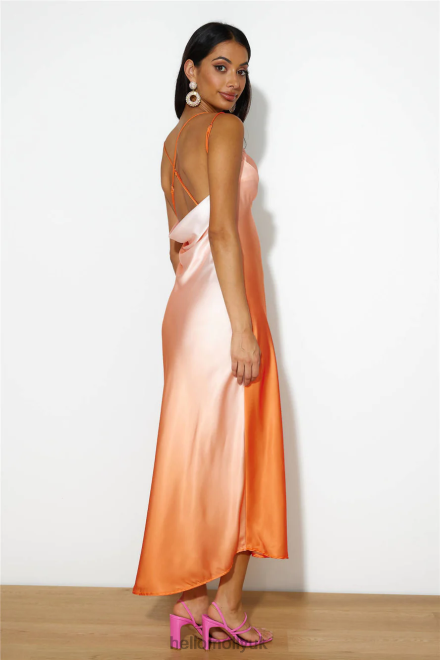 Clothing Hello Molly Luxe Ombre Midi Dress Orange 866R44718