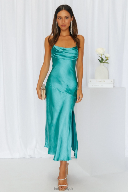 Clothing Hello Molly Lychee Martini Satin Midi Dress Aqua 866R43602