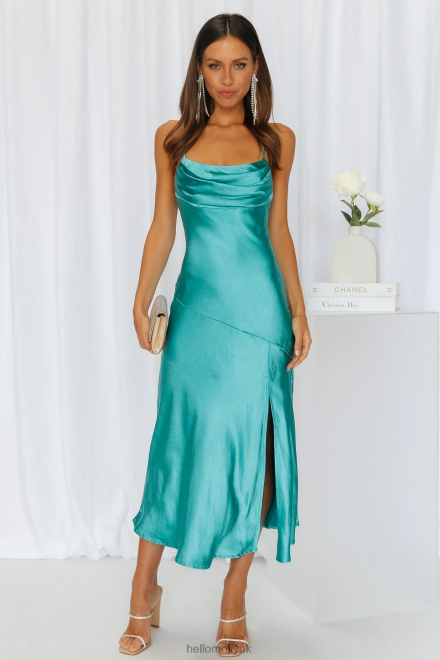 Clothing Hello Molly Lychee Martini Satin Midi Dress Aqua 866R43602