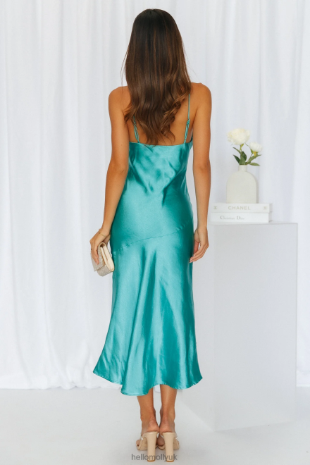 Clothing Hello Molly Lychee Martini Satin Midi Dress Aqua 866R43602