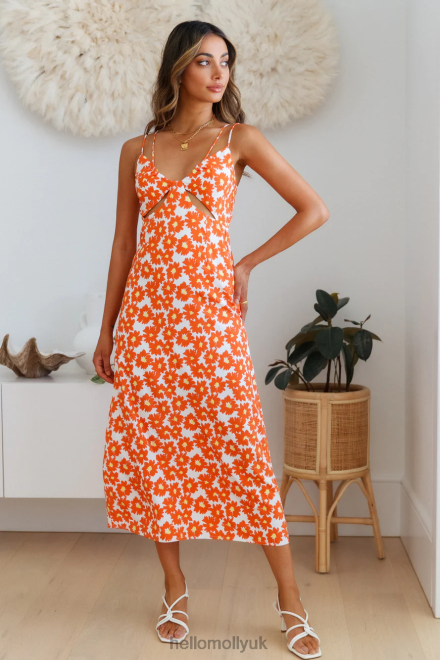 Clothing Hello Molly Marmalade Eyes Midi Dress Orange 866R44970