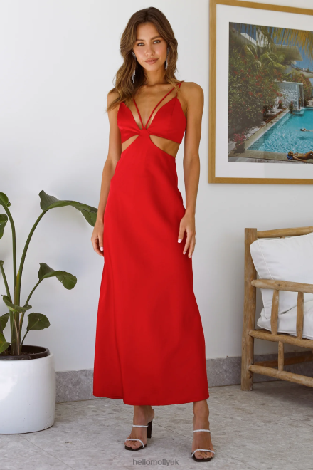 Clothing Hello Molly Meet At Midnight Midi Dress Red 866R44334