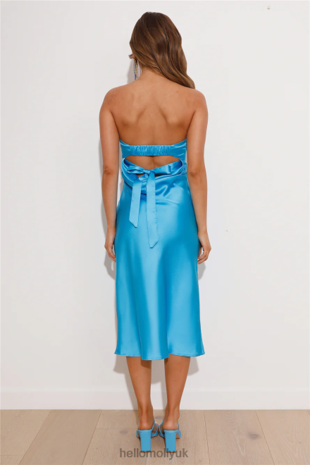 Clothing Hello Molly Secret To Share Satin Midi Dress Blue 866R44754