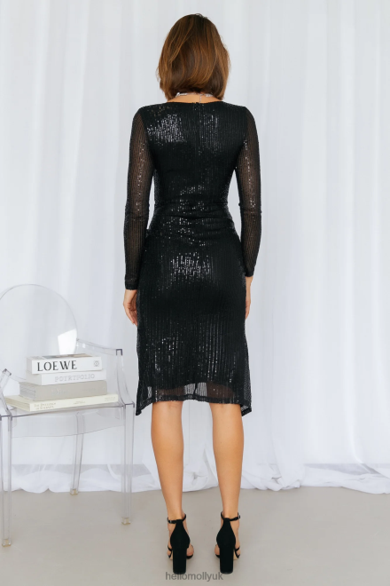 Clothing Hello Molly Seize Your Moment Midi Dress Black Sequin 866R44120