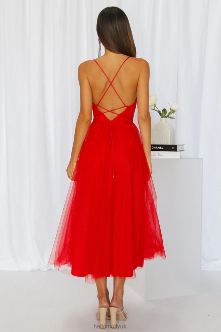 Clothing Hello Molly Signal My Way Tulle Midi Dress Red 866R43558