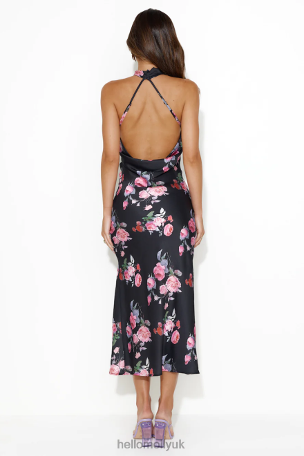 Clothing Hello Molly Silkiest Lover Satin Midi Dress Black 866R45318