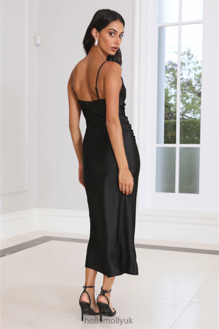 Clothing Hello Molly Silky Touch Satin Midi Dress Black 866R43956