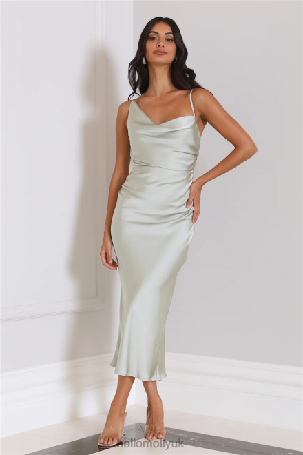Clothing Hello Molly Silky Touch Satin Midi Dress Sage 866R43856