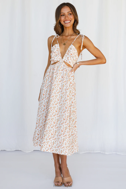 Clothing Hello Molly Simple And Sweet Midi Dress Orange 866R43818