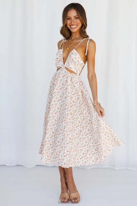 Clothing Hello Molly Simple And Sweet Midi Dress Orange 866R43818