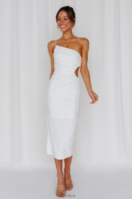Clothing Hello Molly Smooth Lines Midi Dress White 866R43588