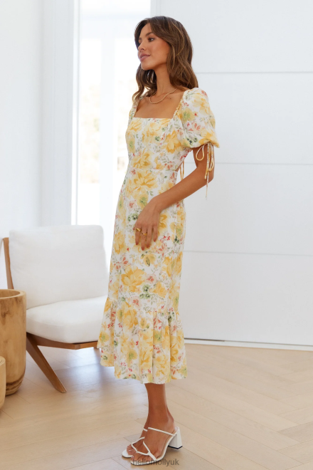 Clothing Hello Molly Soft Love Midi Dress Yellow 866R44744