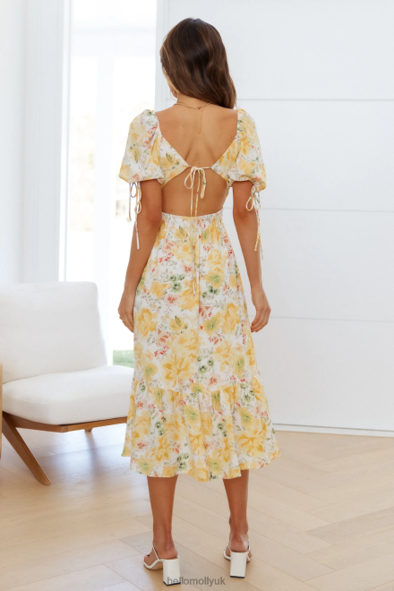 Clothing Hello Molly Soft Love Midi Dress Yellow 866R44744