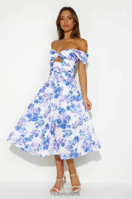 Clothing Hello Molly Soft Memory Midi Dress Blue 866R44908