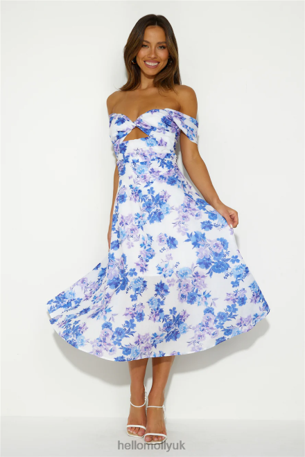 Clothing Hello Molly Soft Memory Midi Dress Blue 866R44908
