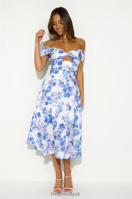 Clothing Hello Molly Soft Memory Midi Dress Blue 866R44908