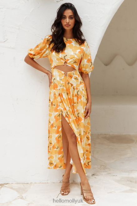 Clothing Hello Molly Sunlight Wondering Midi Dress Yellow 866R44646