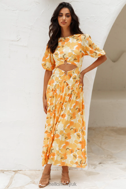 Clothing Hello Molly Sunlight Wondering Midi Dress Yellow 866R44646