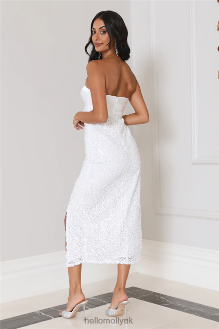 Clothing Hello Molly Yes To Shimmer Sequin Midi Dress White 866R44890