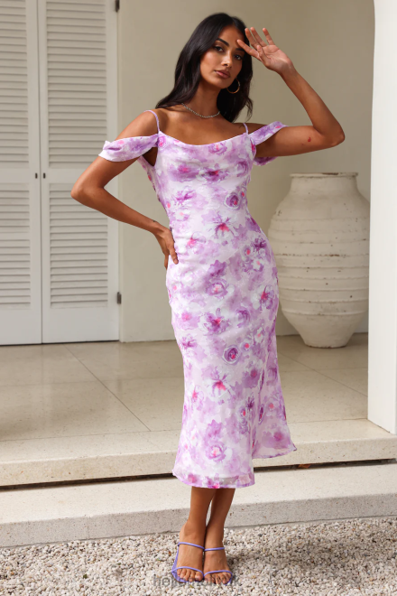 Clothing Hello Molly Bright Beginnings Midi Dress Purple 866R45116