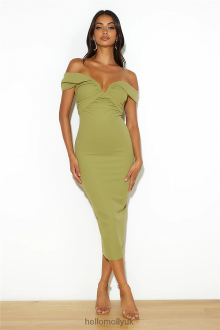 Clothing Hello Molly Bring The Style Midi Dress Olive 866R43948
