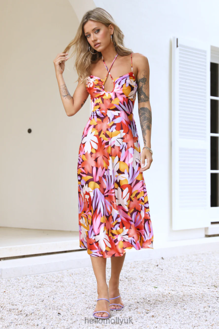 Clothing Hello Molly Gorg Sight Midi Dress Orange 866R45334