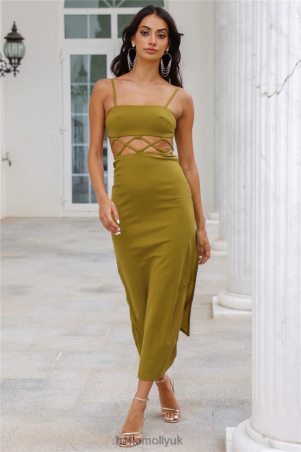 Clothing Hello Molly Highway Slide Midi Dress Green 866R45376