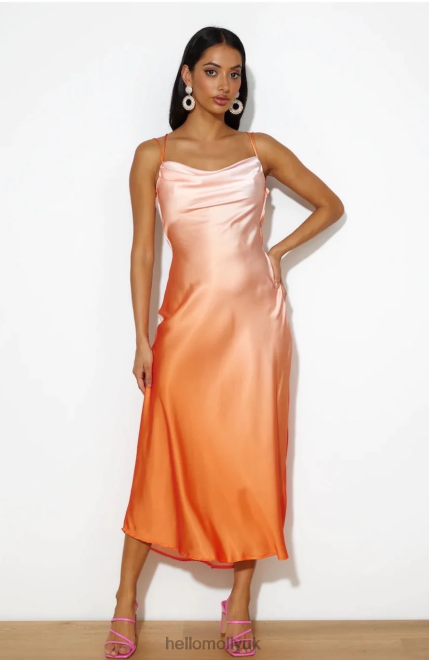 Clothing Hello Molly Luxe Ombre Midi Dress Orange 866R44718