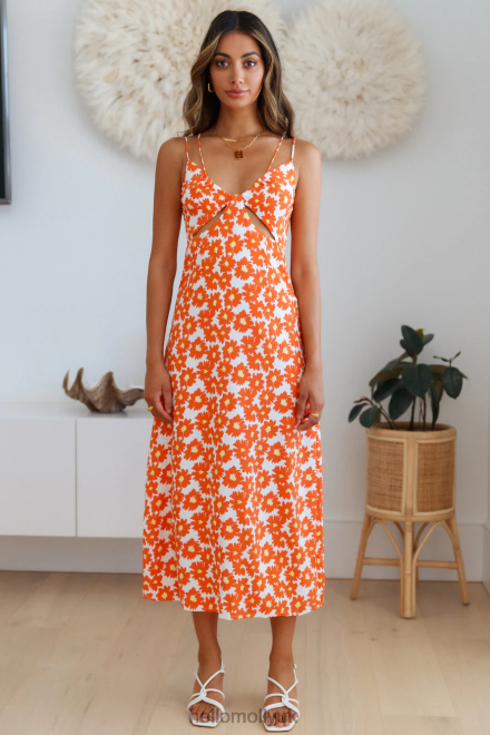 Clothing Hello Molly Marmalade Eyes Midi Dress Orange 866R44970