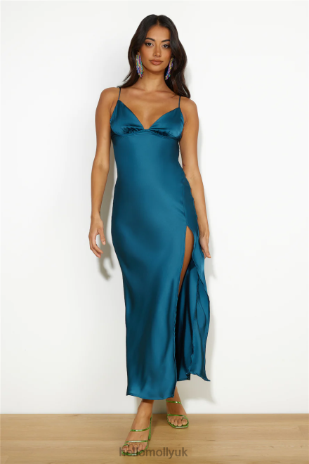 Clothing Hello Molly Seen At The Ball Satin Midi Dress Blue 866R44278