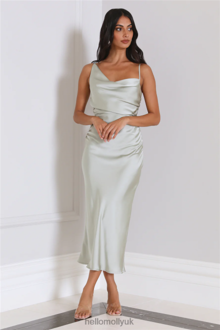 Clothing Hello Molly Silky Touch Satin Midi Dress Sage 866R43856